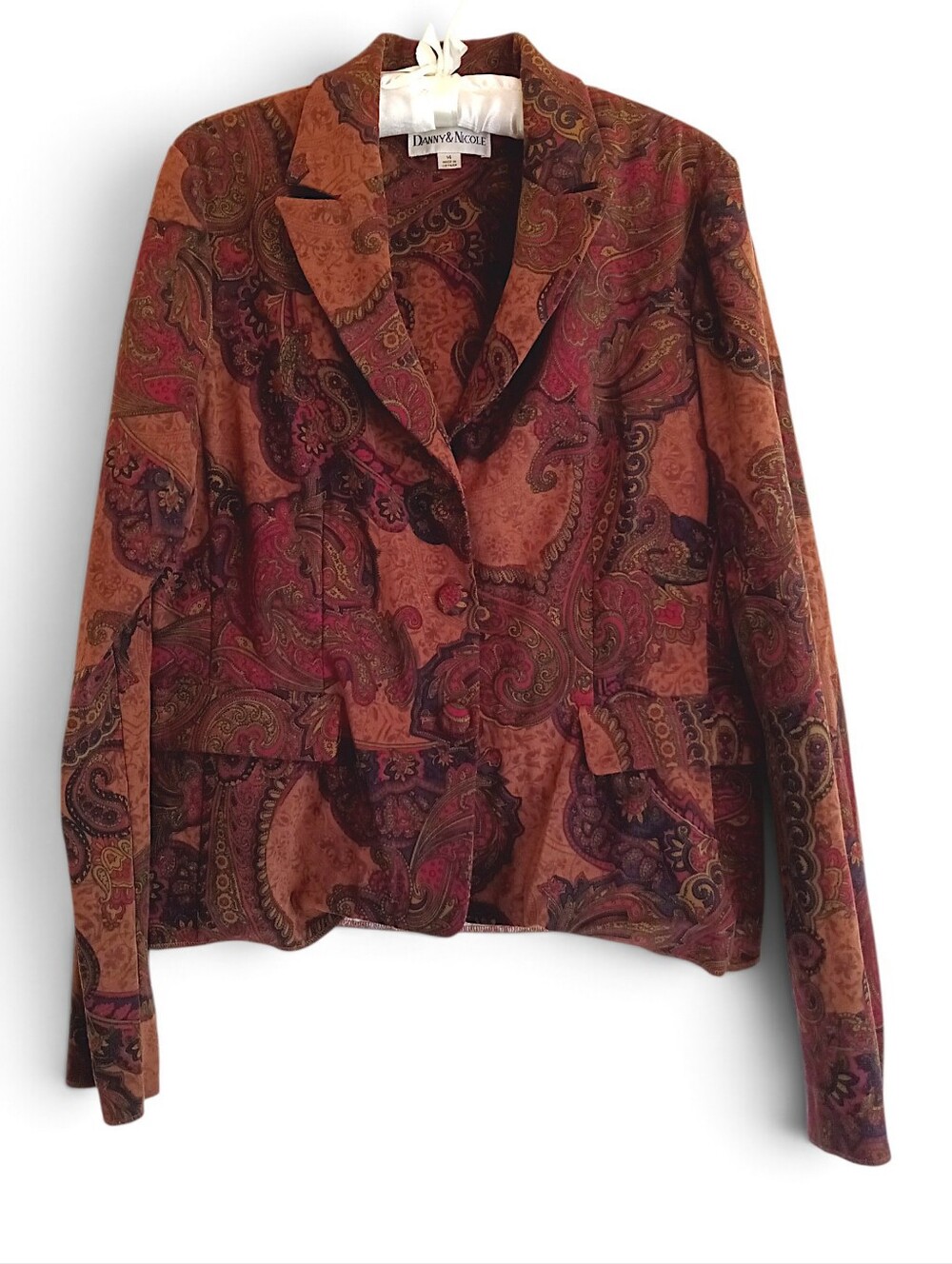 90s Paisley Burnt Orange Blazer Jacket Autumn Colors Tapestry Vintage Tailored
